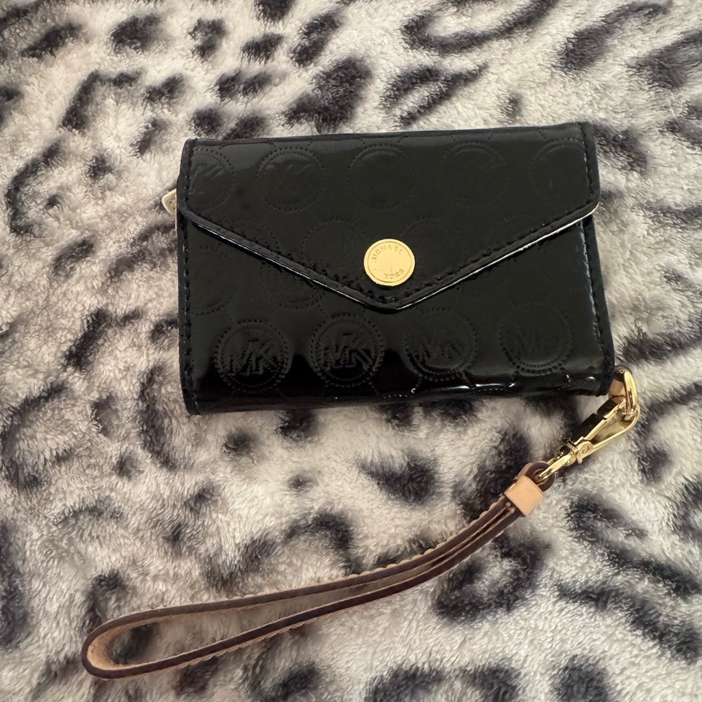 Michael Kors Black Embossed Wristlet
